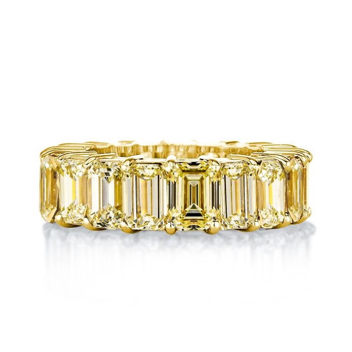 Golden Emerald Yellow Topaz Eternity Wedding Band