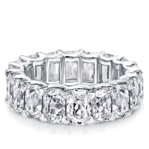 Italo Cushion Cut U Prong Eternity Wedding Band For Created White Sapphire Wedding Rings