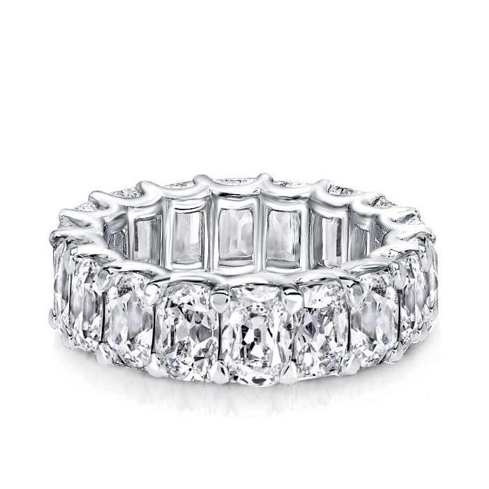 Italo Cushion Cut U Prong Eternity Wedding Band For Created White Sapphire Wedding Rings