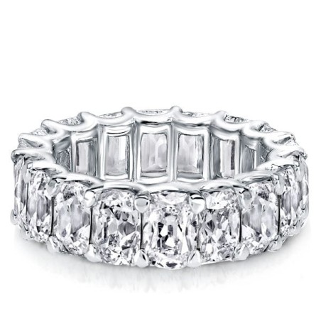 Italo Cushion Cut U Prong Eternity Wedding Band For Created White Sapphire Wedding Rings