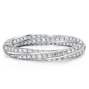 Italo Created White Sapphire Eternity Band For Women Twisted Band Travel Ring