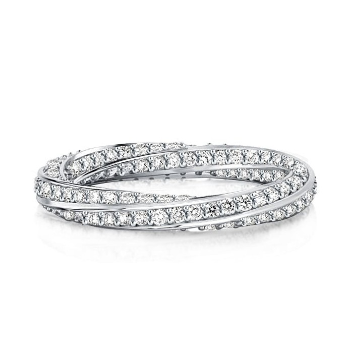 Italo Created White Sapphire Eternity Band For Women Twisted Band Travel Ring