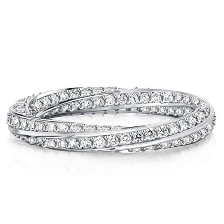 Italo Created White Sapphire Eternity Band For Women Twisted Band Travel Ring