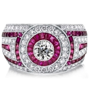 Italo Vintage Ruby Ring Round Cut Bezel Setting Cocktail Ring