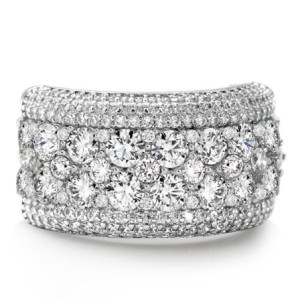 Round Cut Micro Pave Setting Multi Row Wedding Band For Women