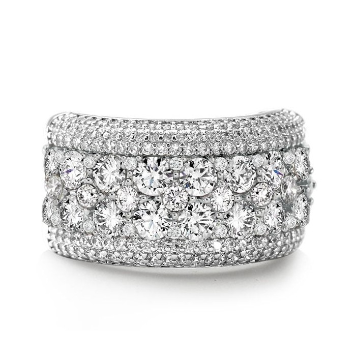 Round Cut Micro Pave Setting Multi Row Wedding Band For Women