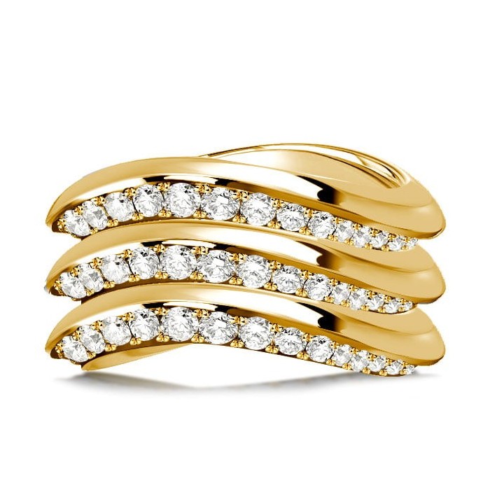 Italo Multi Row Wave Band Ring White Sapphire Wavy Wedding Band