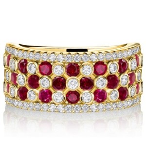 Italo Ruby Ring Bezel Setting Wide Band For Ladies