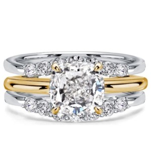 Italo Cushion Cut Inset Guard Enhancers Engagement Rings Sets