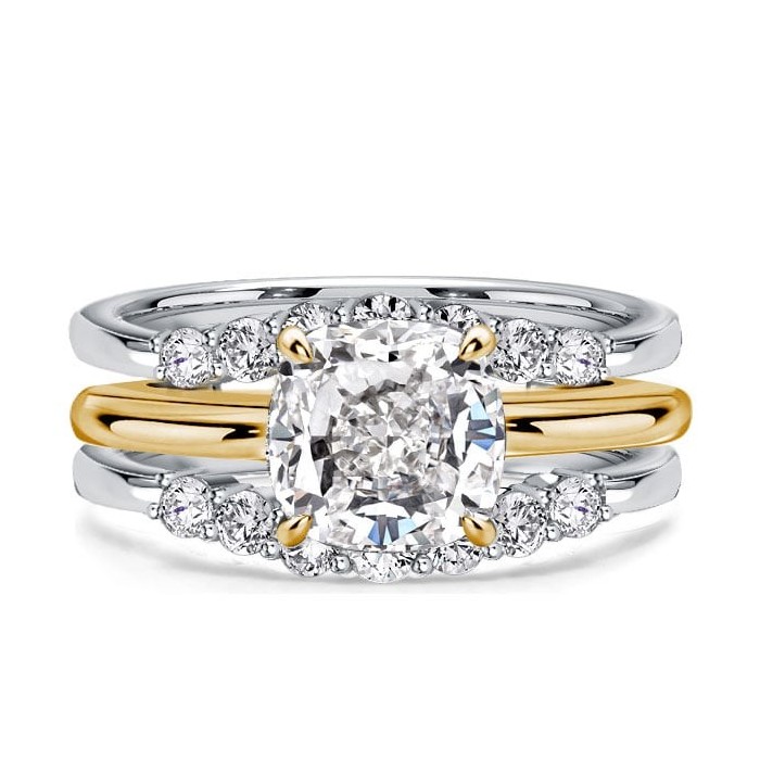 Italo Cushion Cut Inset Guard Enhancers Engagement Rings Sets