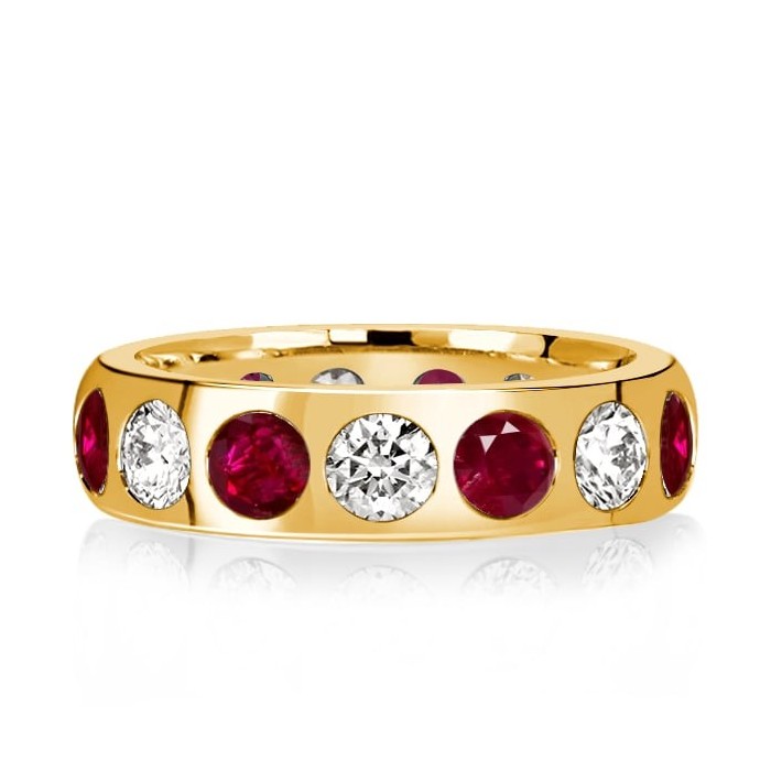 Italo Flush Setting White & Ruby Eternity Wedding Band