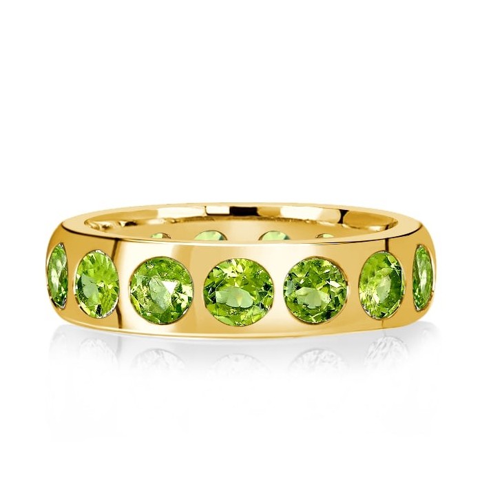 Italo Flush Setting Peridot Wedding Band Anniversary Rings