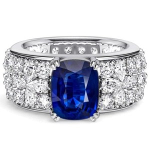 Italo Floral Cushion & Pear Cut Blue Sapphire Unique Engagement Rings