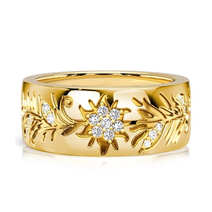 Italo Golden Floral Filigree Half Eternity Wedding Band For Women