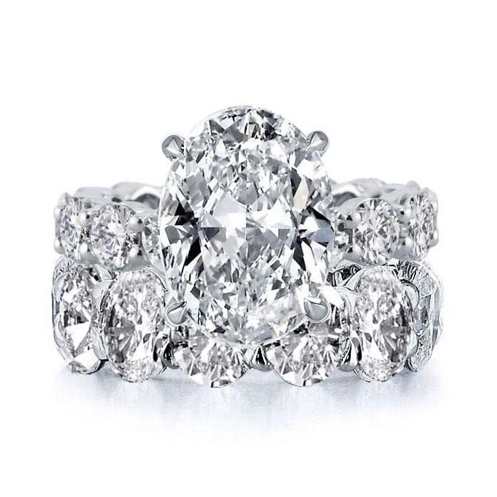 Italo Oval Eternity Created White Sapphire Bridal Set