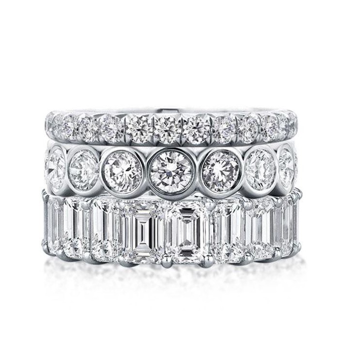 Italo Eternity Wedding Band For Women Silver Stackable Ring Set