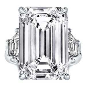 Italo Emerald Cut Engagement Ring Affordable 3 Stone Ring