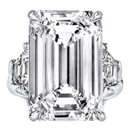 Italo Emerald Cut Engagement Ring Affordable 3 Stone Ring