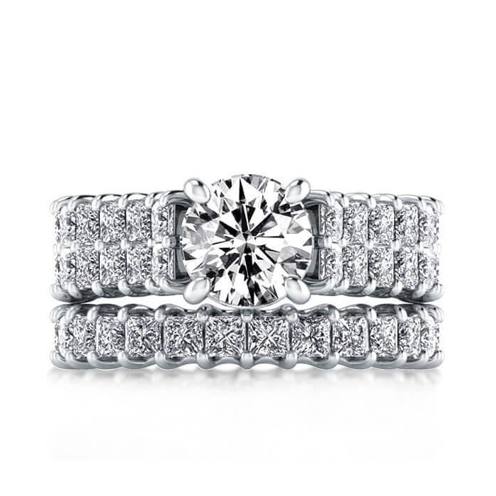 Italo Two Row Princess Created White Sapphire Bridal Set