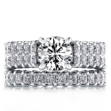 Italo Two Row Princess Created White Sapphire Bridal Set