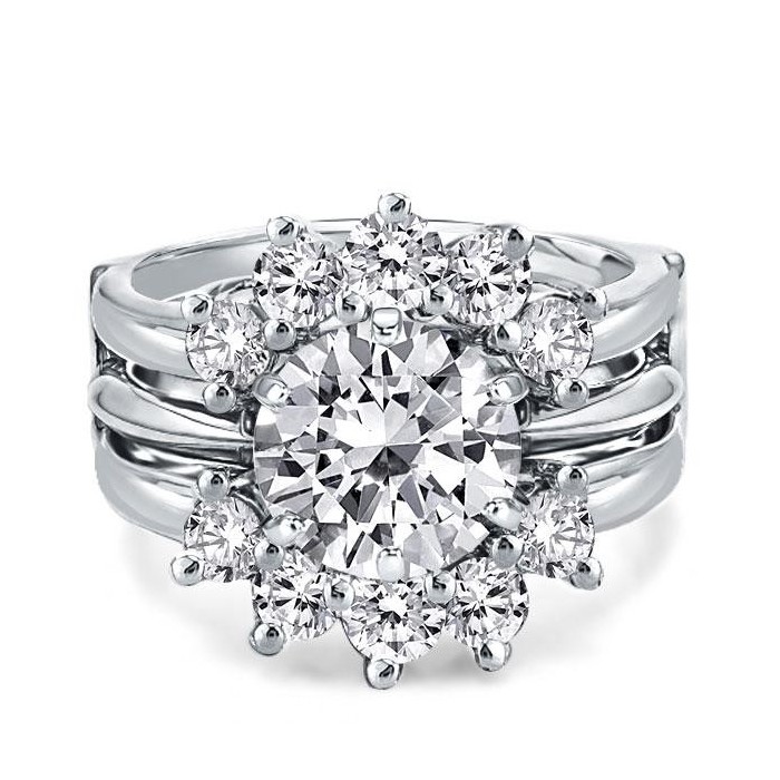 Sunflower Design Round Cut Guard Bridal Jewelry Set