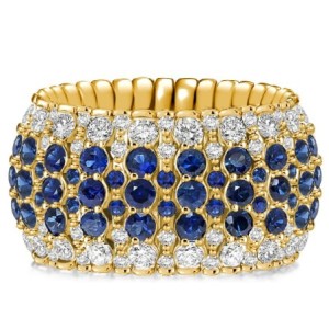Italo Golden Multi Row Blue Sapphire Eternity Wedding Band