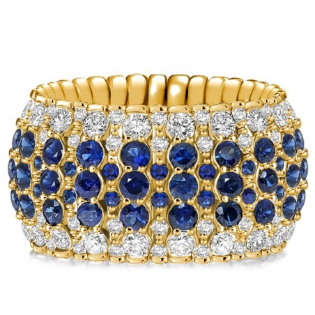 Italo Golden Multi Row Blue Sapphire Eternity Wedding Band