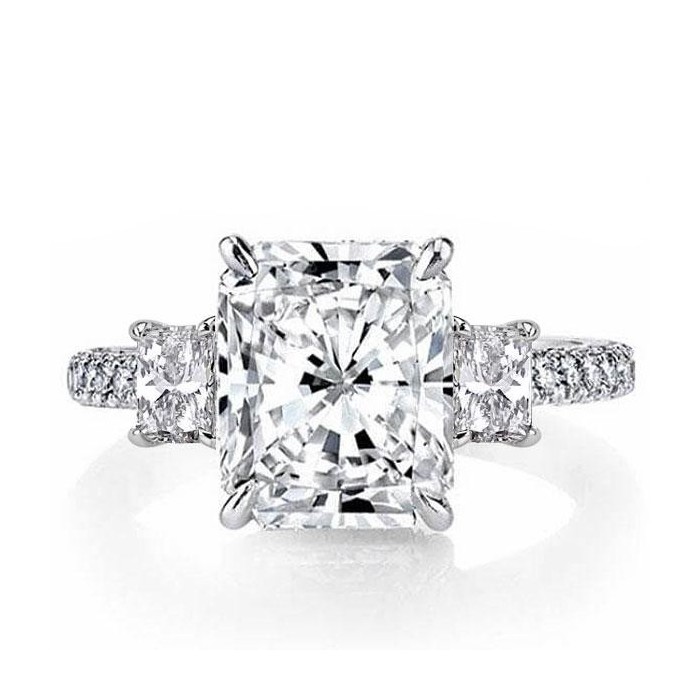 Italo Three Stone Created White Sapphire Engagement Ring