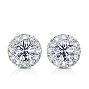 Italo Halo Created White Sapphire Stud Earrings