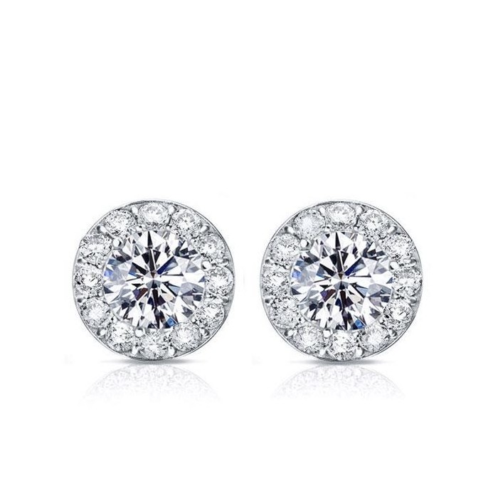Italo Halo Created White Sapphire Stud Earrings