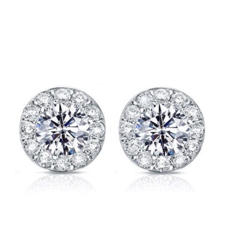 Italo Halo Created White Sapphire Stud Earrings