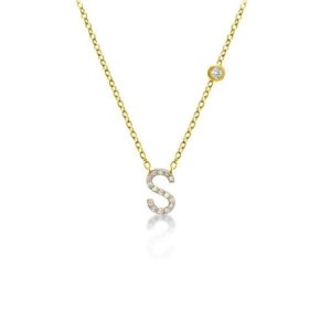 Round Cut Initial With Bezel Necklace