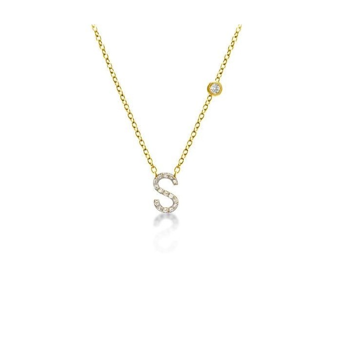 Round Cut Initial With Bezel Necklace