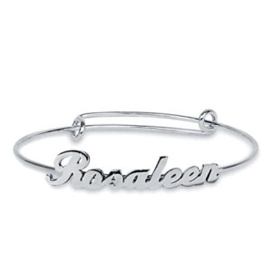 Personalized Name Bangle Bracelet In Silver