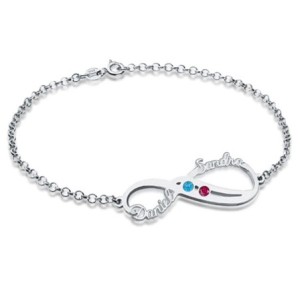 Personalized Infinity Names Bracelet with Birthstones