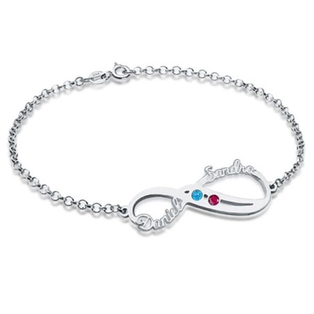 Personalized Infinity Names Bracelet with Birthstones