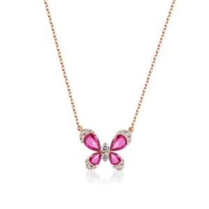 Rose Gold Pear Cut Butterfly Necklace