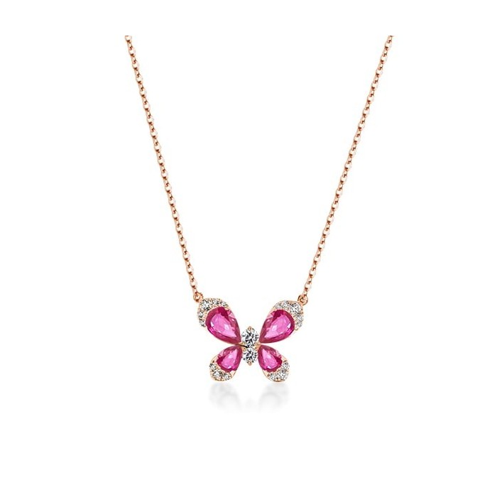 Rose Gold Pear Cut Butterfly Necklace