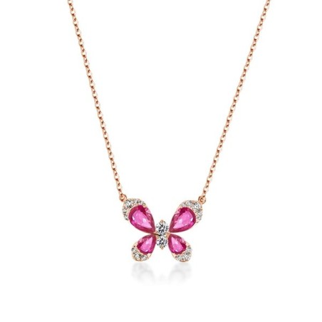 Rose Gold Pear Cut Butterfly Necklace