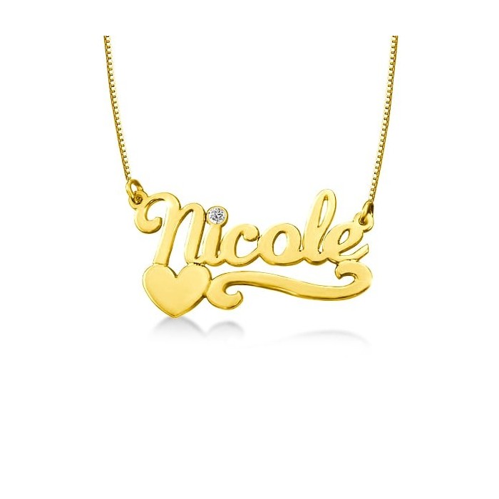 Birthstone Heart Name Necklace