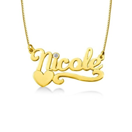 Birthstone Heart Name Necklace