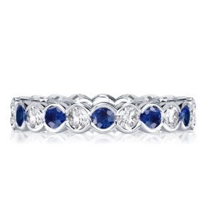 Alternating White & Blue Sapphire Eternity Wedding Band