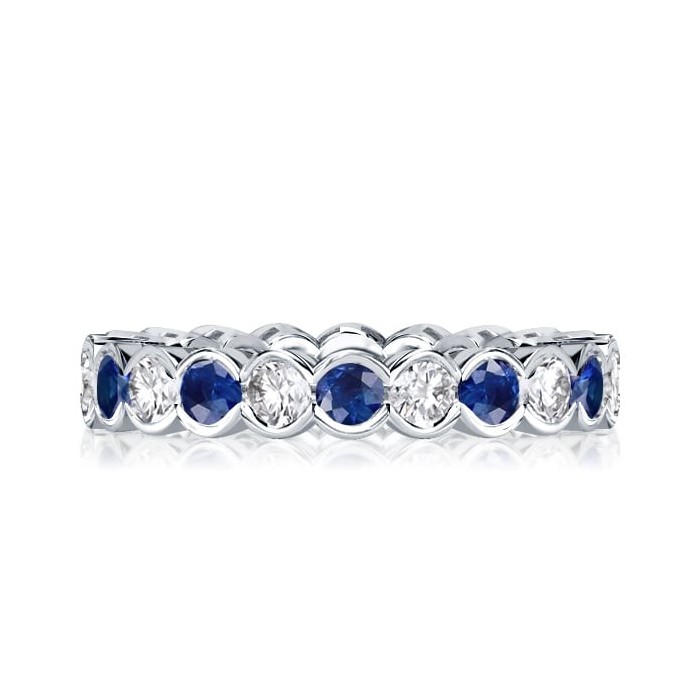 Alternating White & Blue Sapphire Eternity Wedding Band