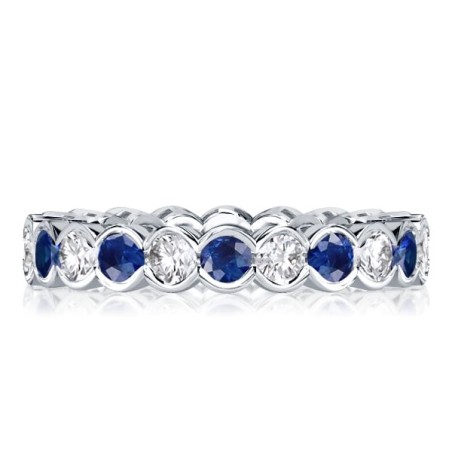 Alternating White & Blue Sapphire Eternity Wedding Band