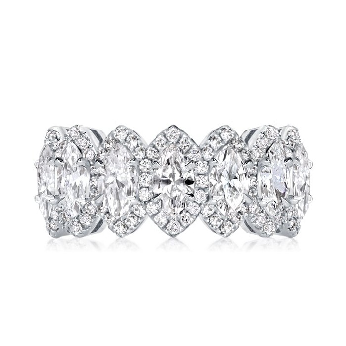 Halo Marquise Cut Eternity Wedding Band For Women In SIlver