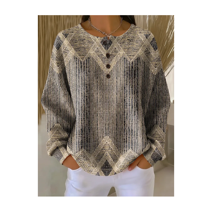 Women Abstract Crew Neck Printing Casual Spring/Fall Long Sleeve Sweatshirt