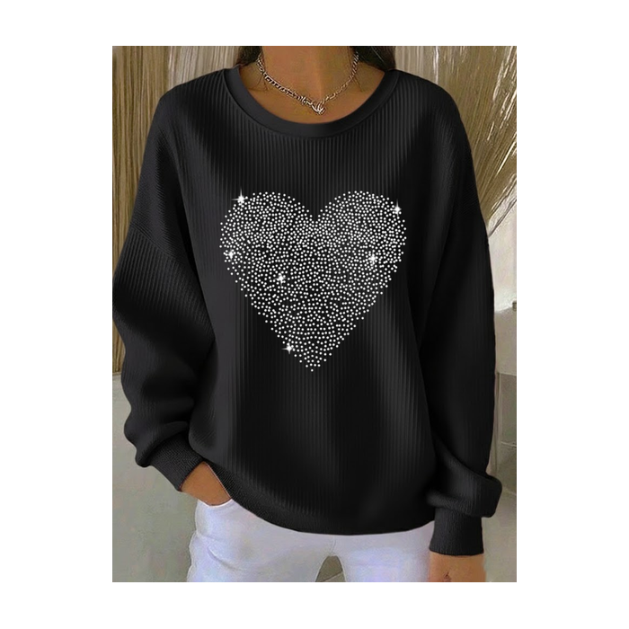 Women Heart/Cordate Crew Neck Printing Casual Spring/Fall Long Sleeve Sweatshirt