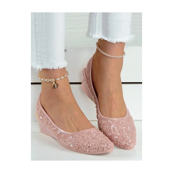 Waterproof Floral Wedge Heel Slingback Shallow Shoes