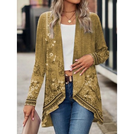 Women's Ethnic Floral Spring/Fall Cover-up Casual Lightweight Cardigan