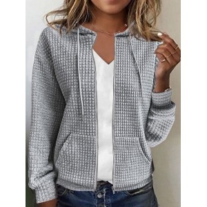 Hoodie Zipper Plain Casual Jacket